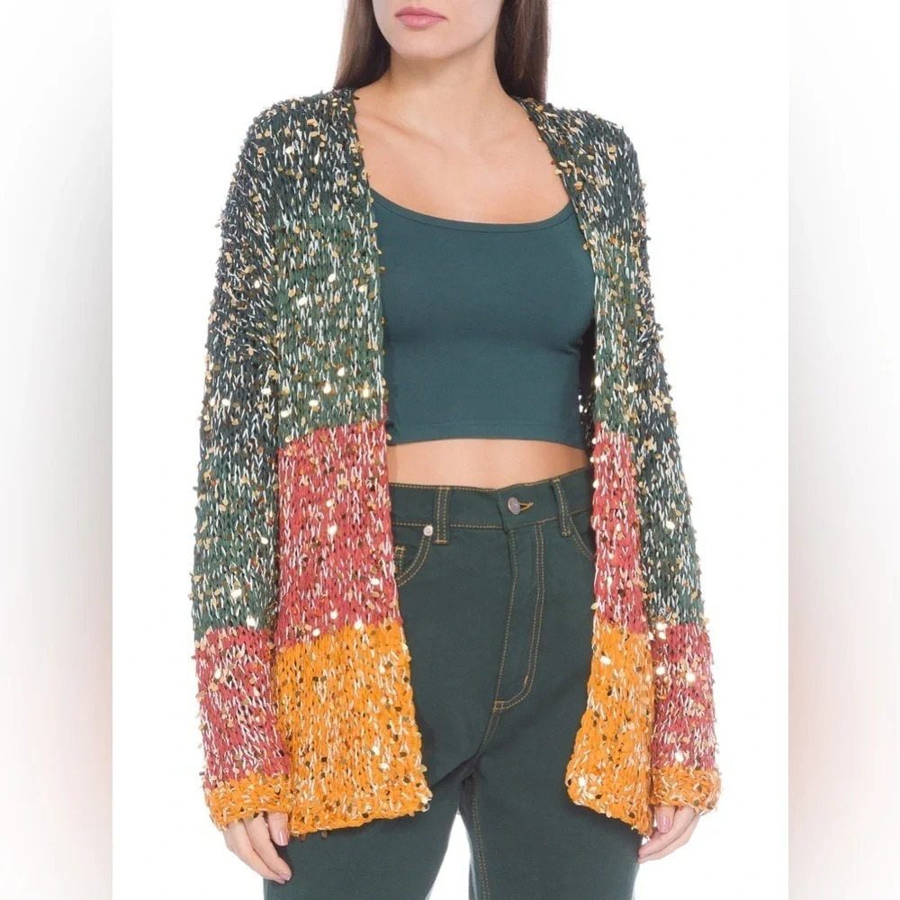 NWT FARM Rio Loose Knit Cardigan with sequins - Picture 5 of 9